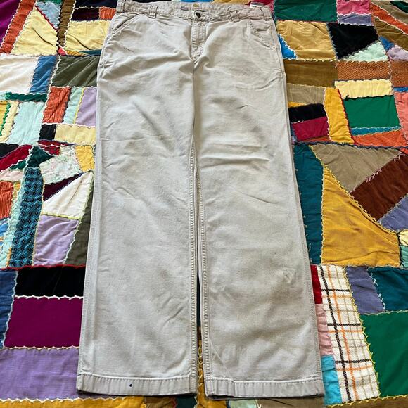 Carhartt Light Khaki Carpenter Workwear Pants 36Wx32L - Picture 2 of 7